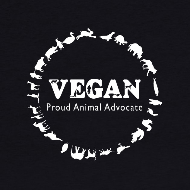 Vegan, Proud Animal Advocate white by HomicidalHugz